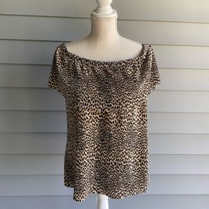 Cheetah off the shoulder stretchy top